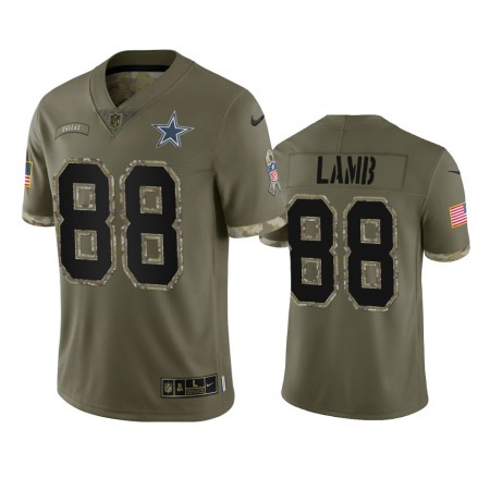 Miesten Dallas Cowboys NFL Pelipaita CeeDee Lamb 88 Olive 2022 Salute To Service Limited